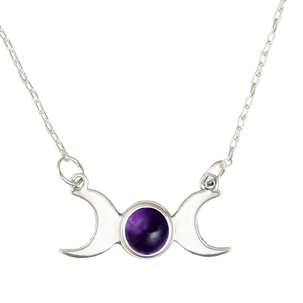 Sterling Silver Moon Phases Necklace With Amethyst